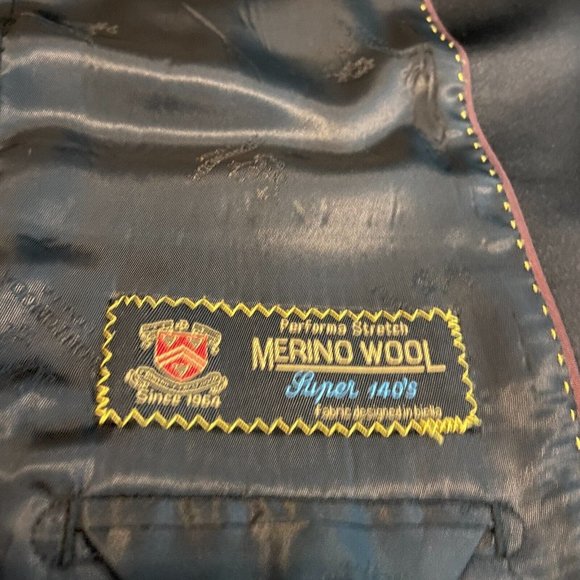 ProntoMODA Men 38L Tuxedo Suit Jacket Satin Lapel Black 2 Button Long 100% Wool - Picture 12 of 14